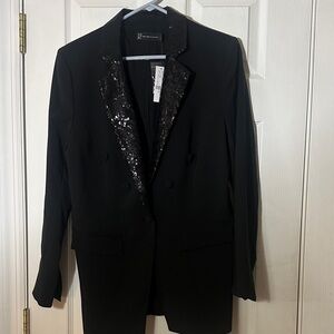 New York & Co Black Sequin Lapel Blazer, Size Large! Brand New!!